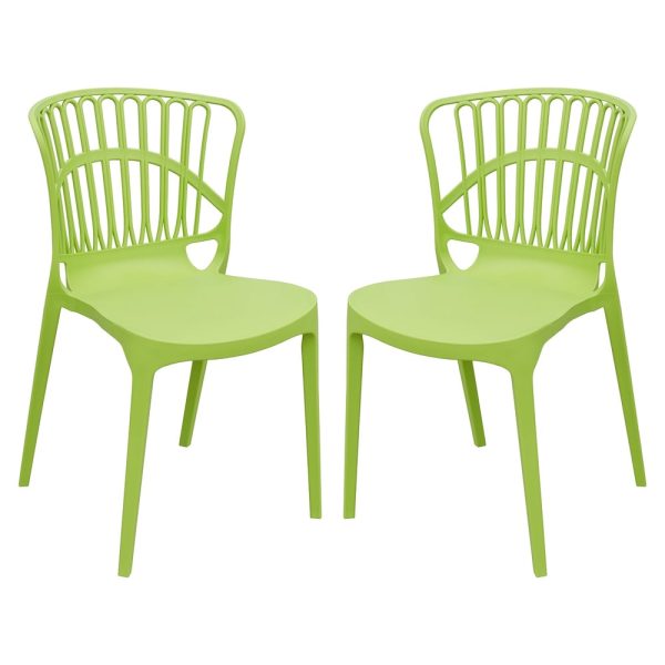 Edinburgh Green Plastic Garden Stacking Chairs In Pair | Bed Sava