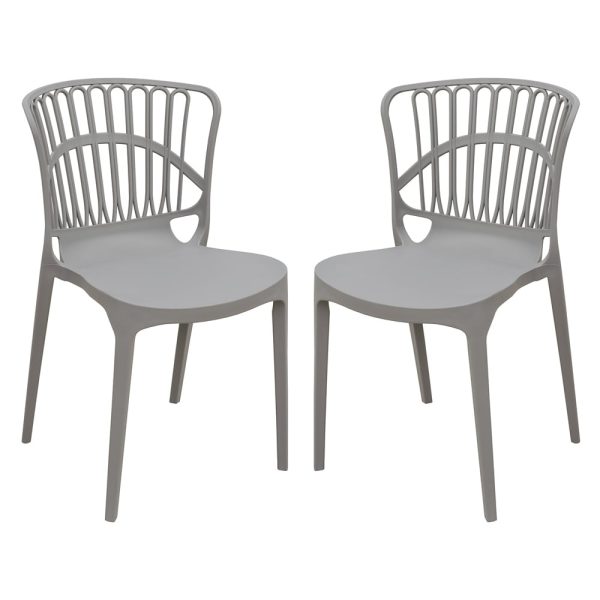 Edinburgh Grey Plastic Garden Stacking Chairs In Pair | Bed Sava