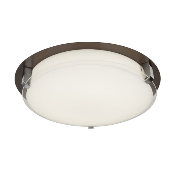 Edinburgh LED Opal Glass Flush Light In Brown | Bed Sava