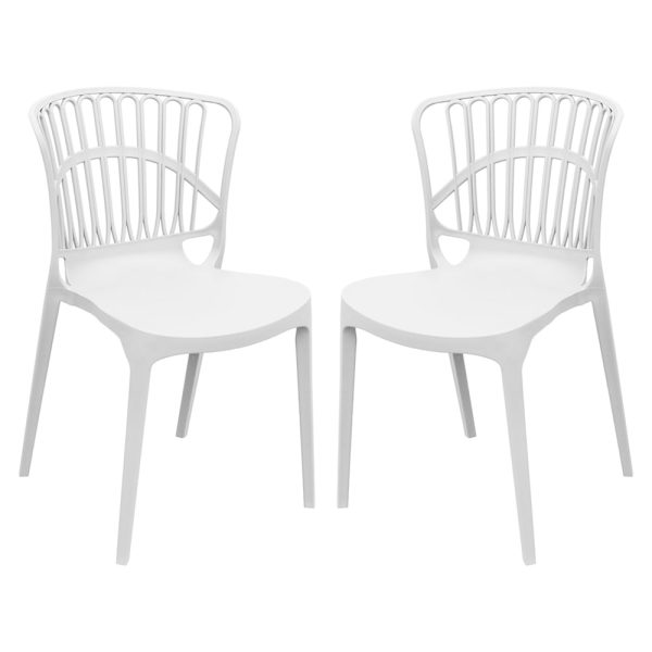 Edinburgh White Plastic Garden Stacking Chairs In Pair | Bed Sava