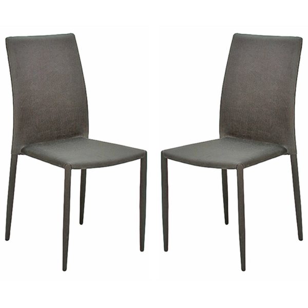 Edison Dark Grey Fabric Dinning Chairs In Pair | Bed Sava