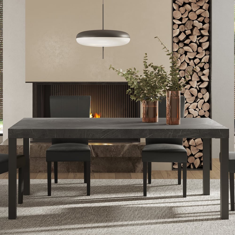 Edison Large Wooden Dining Table With Metal Legs In Lead