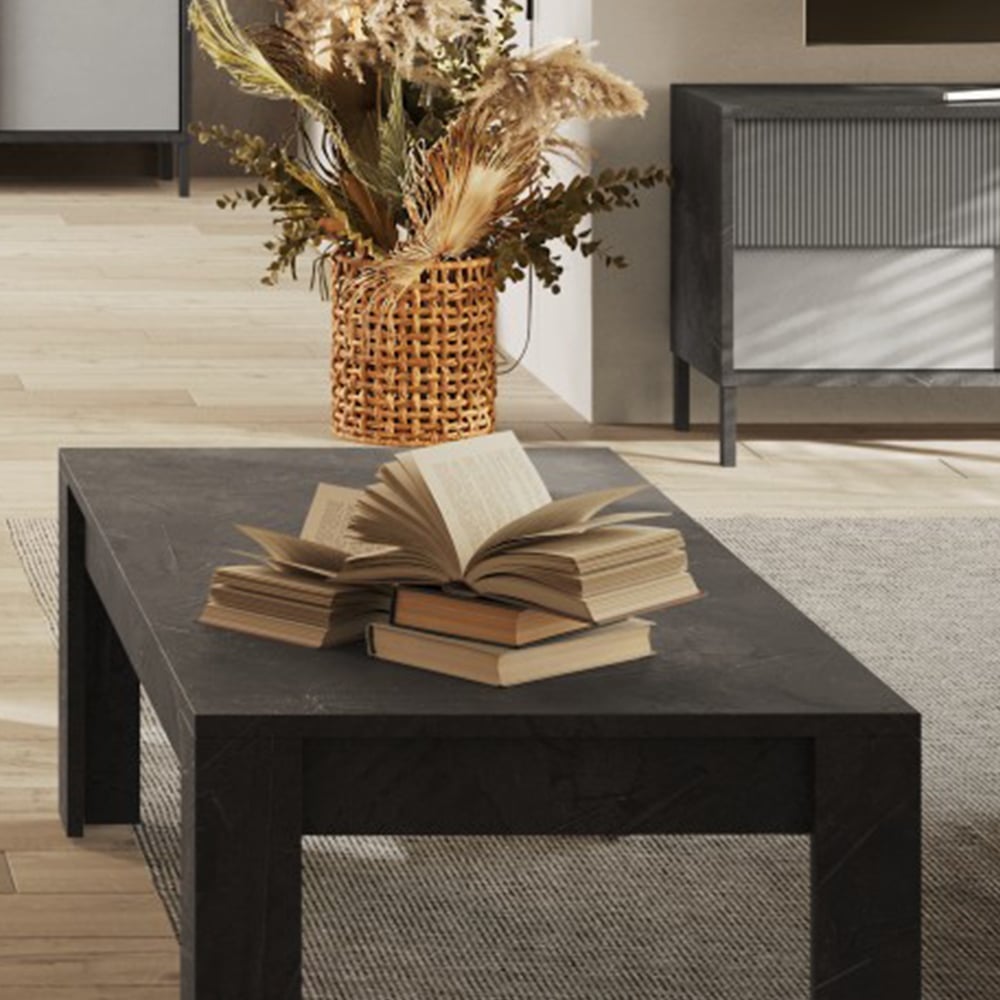 Edison Rectangular Wooden Coffee Table In Lead