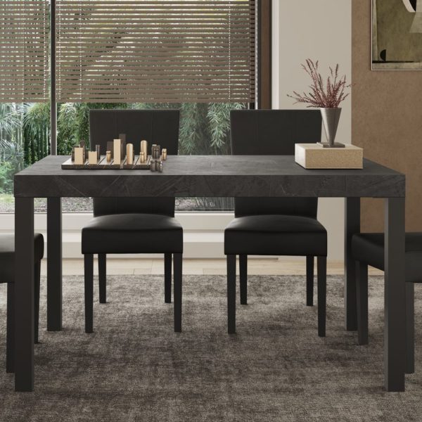 Edison Small Wooden Dining Table With Metal Legs In Lead | Bed Sava