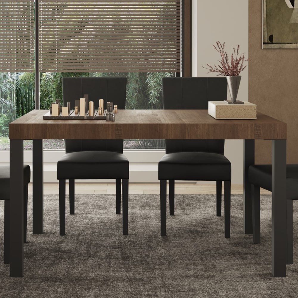 Edison Small Wooden Dining Table With Metal Legs In Mercure Oak