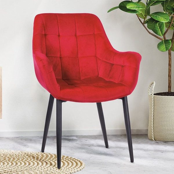Effingham Fabric Armchair With Metal Legs In Red | Bed Sava