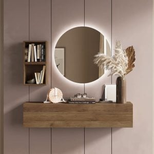 Eira Wall Hung Wooden Hallway Furniture Set In Mercure | Bed Sava