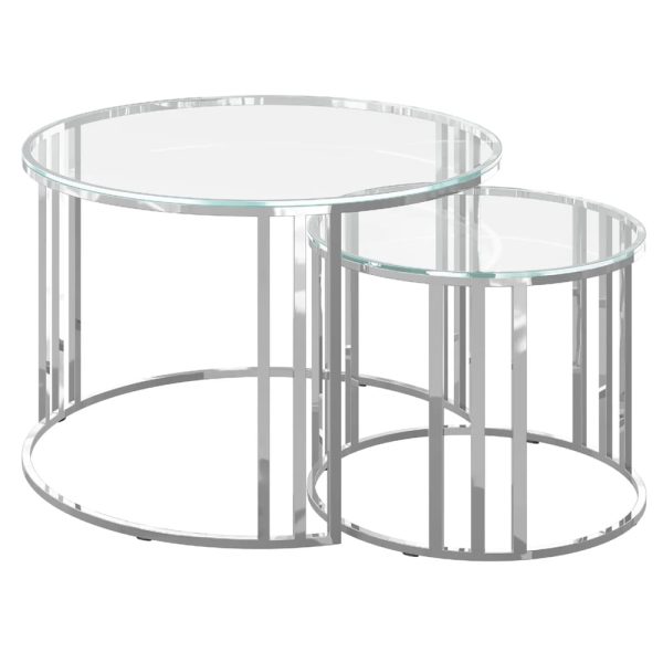 Eldon Clear Glass Nesting Coffee Tables With Chrome Frame | Bed Sava