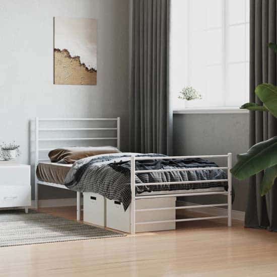 Eldon Metal Single Bed In White | Bed Sava