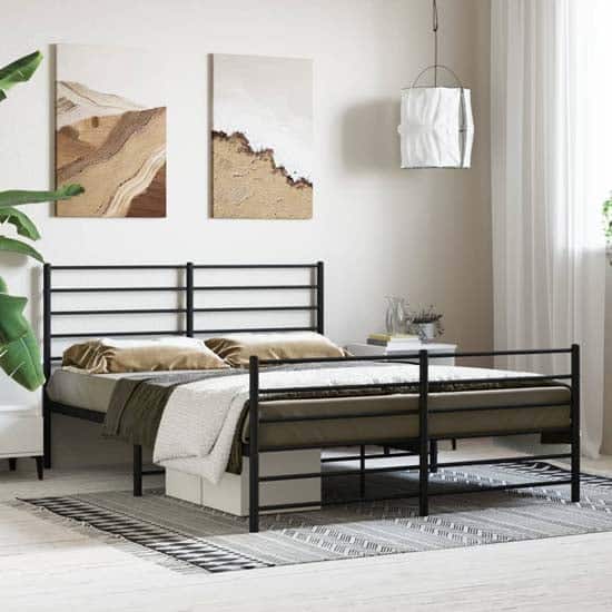 Eldon Metal Small Double Bed In Black | Bed Sava