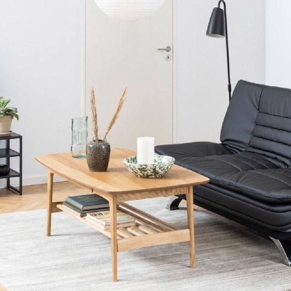 Eldon Wooden Coffee Table With 1 Shelf In Oak | Bed Sava