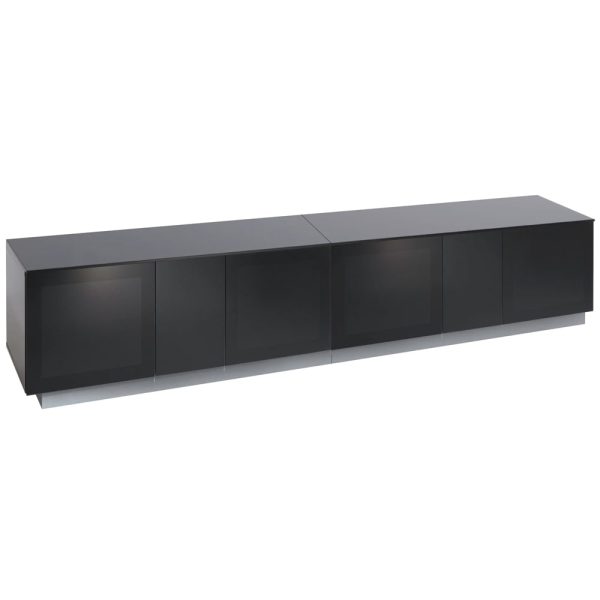 Elements XL Wooden TV Stand With 4 Glass Doors In Black | Bed Sava