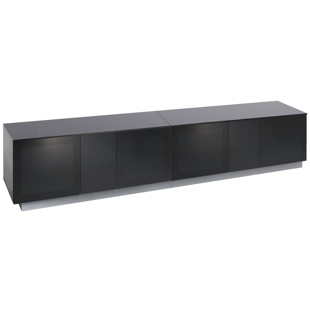 Elements XL Wooden TV Stand With 4 Glass Doors In Black | Bed Sava