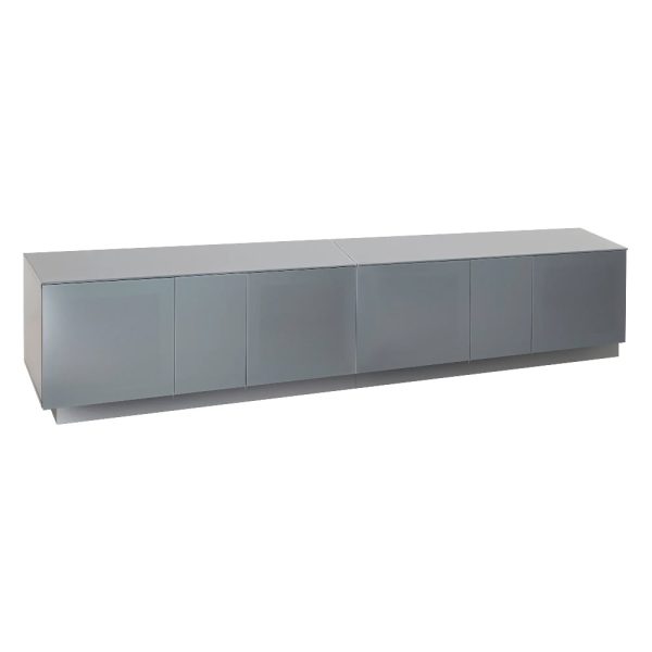 Elements XL Wooden TV Stand With 4 Glass Doors In Grey | Bed Sava