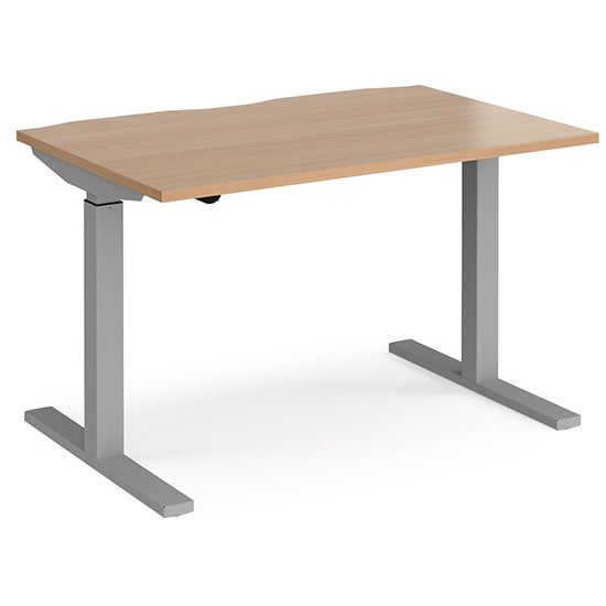 Elev 1200mm Electric Height Adjustable Desk In Beech And Silver | Bed Sava