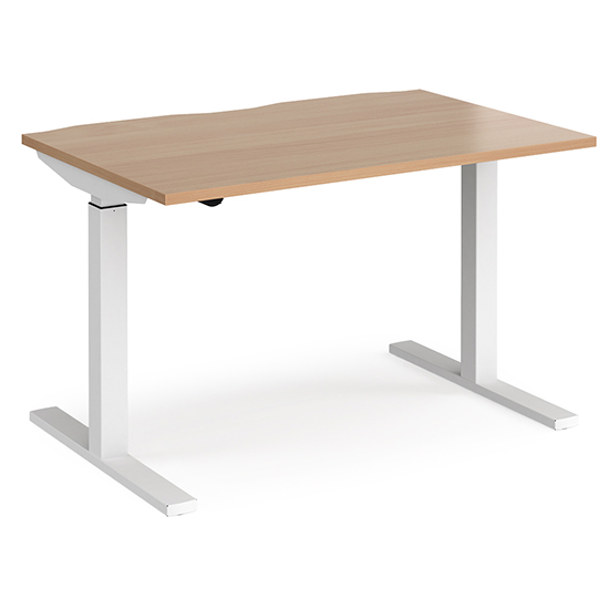 Elev 1200mm Electric Height Adjustable Desk In Beech And White | Bed Sava