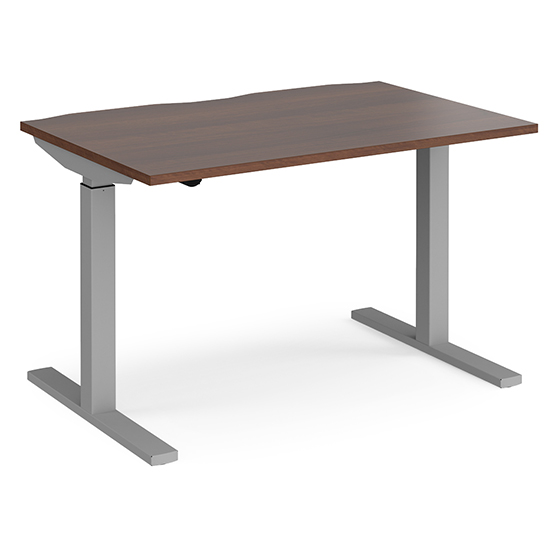 Elev 1200mm Electric Height Adjustable Desk In Walnut And Silver | Bed Sava