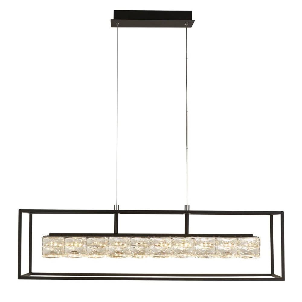 Elevator LED Crystal Glass Pendant Light In Matt Black