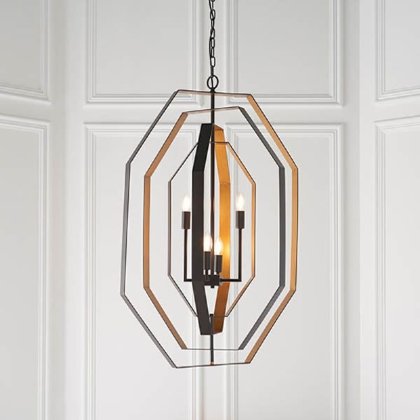Elkhart Metal Ceiling Pendant Light In Bronze And Antique Gold | Bed Sava