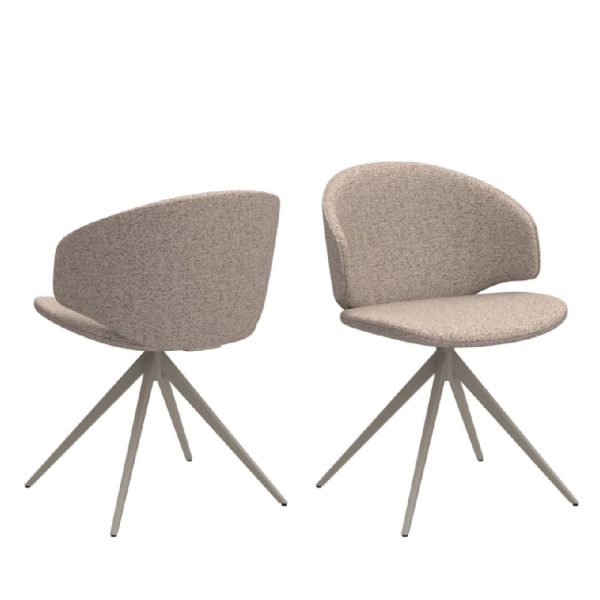 Elkhorn Beige Fabric Dining Chairs In Pair | Bed Sava