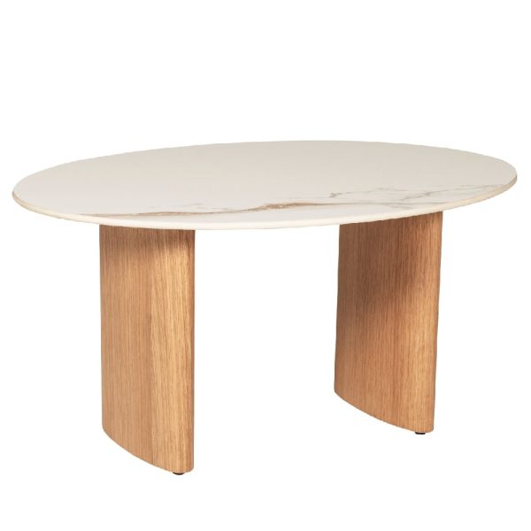 Elkhorn Ceramic Oval Coffee Table In Sand | Bed Sava