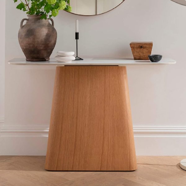Elkhorn Ceramic Rectangular Console Table In Sand | Bed Sava