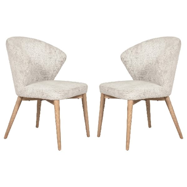 Elkhorn Natural Fabric Dining Chairs With Oak Legs In Pair | Bed Sava