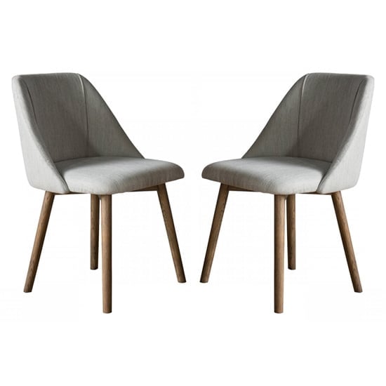 Elliata Natural Fabric Dining Chairs In Pair