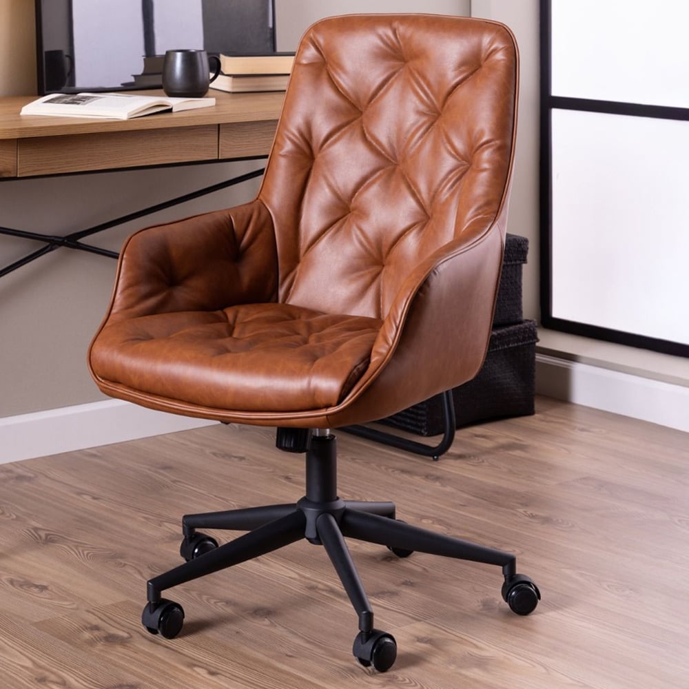 Ellijay PU Leather Home And Office Chair In Brandy