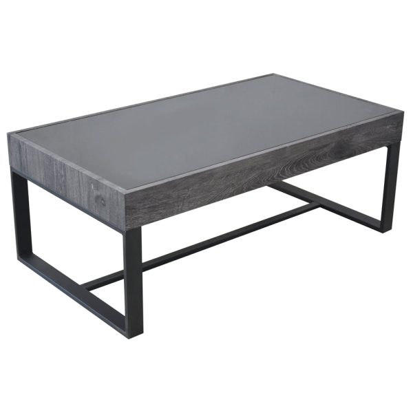 Ellis Glass Rectangular Coffee Table With Matt Black Metal Frame | Bed Sava