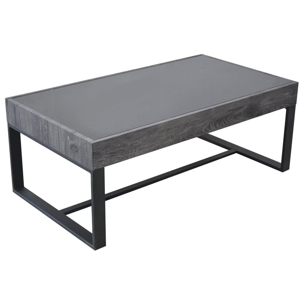 Ellis Glass Rectangular Coffee Table With Matt Black Metal Frame