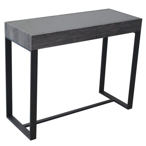 Ellis Glass Rectangular Console Table With Matt Black Metal Frame | Bed Sava