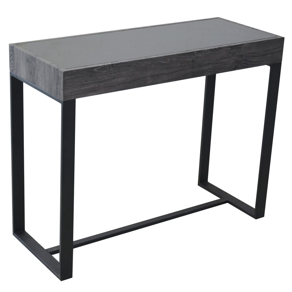 Ellis Glass Rectangular Console Table With Matt Black Metal Frame