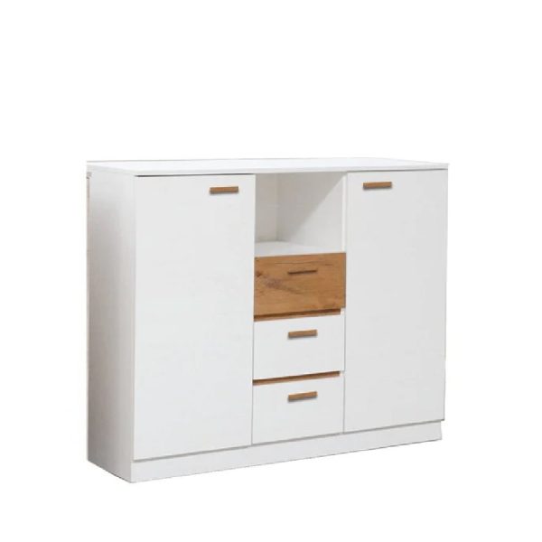 Elmira Wooden Sideboard With 3 Drawers 2 Doors In Anderson Pine | Bed Sava