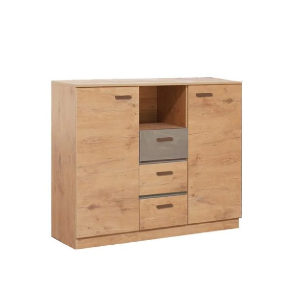 Elmira Wooden Sideboard With 3 Drawers 2 Doors In Lancelot Oak | Bed Sava