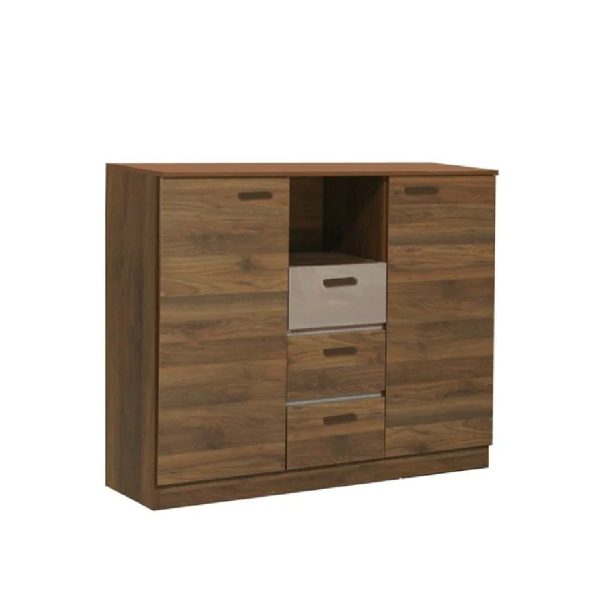 Elmira Wooden Sideboard With 3 Drawers 2 Doors In Walnut | Bed Sava