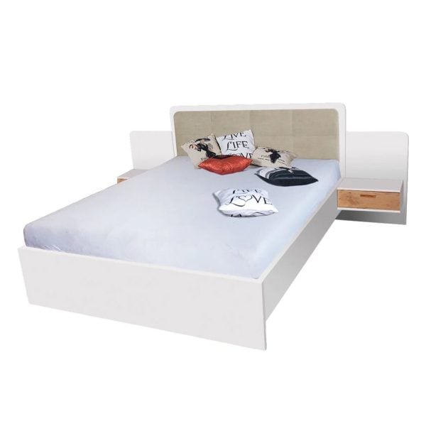 Elmira Wooden Double Bed With Bedside Cabinet With Anderson Pine | Bed Sava