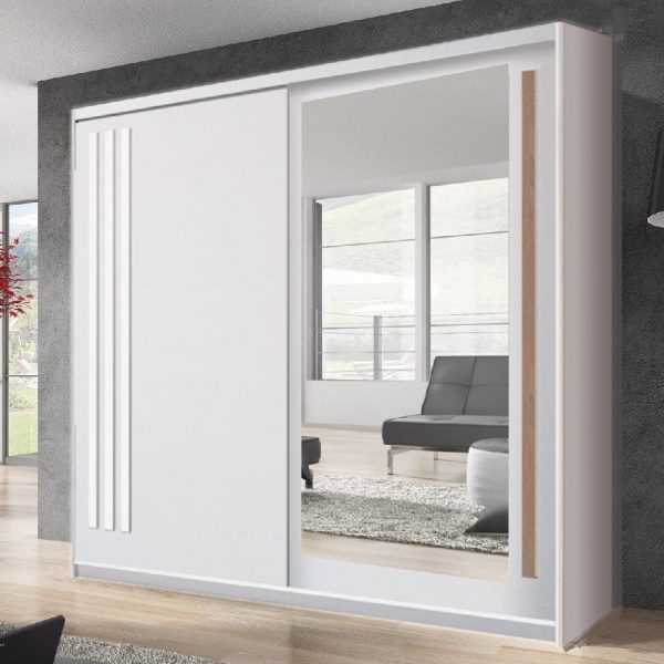 Elmira Wooden Wardrobe 200cm With 2 Sliding Doors In Anderson Pine | Bed Sava