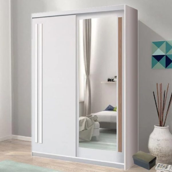 Elmira Wooden Wardrobe 150cm With 2 Sliding Doors In Anderson Pine | Bed Sava