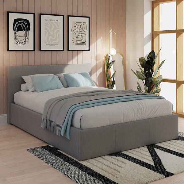Eltham End Lift Fabric Ottoman Small Double Bed In Grey | Bed Sava