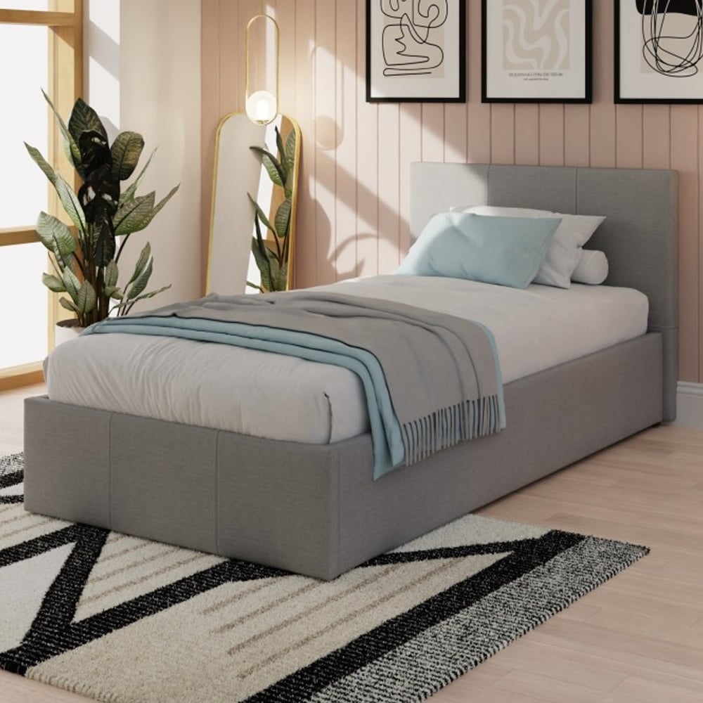 Eltham End Lift Fabric Ottoman Single Bed In Grey