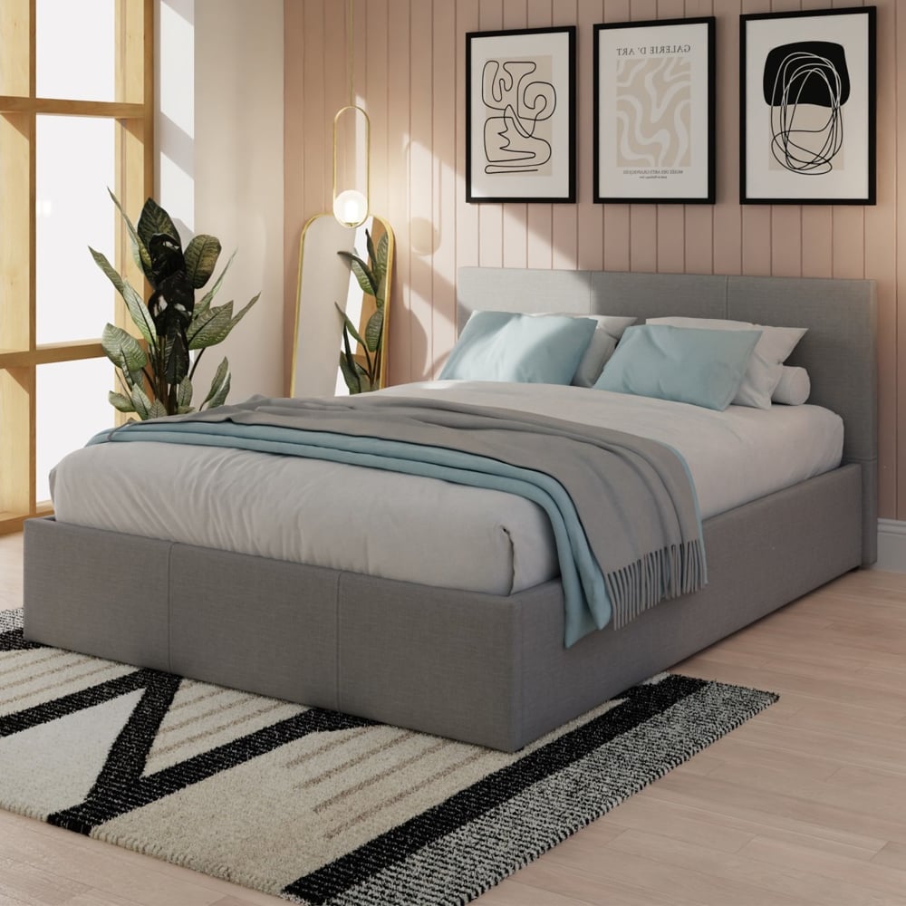Eltham Side Lift Fabric Ottoman King Size Bed In Grey