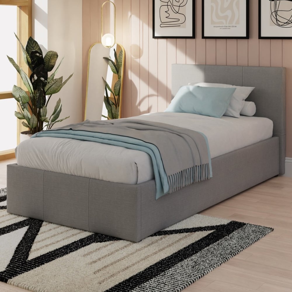 Eltham Side Lift Fabric Ottoman Single Bed In Grey