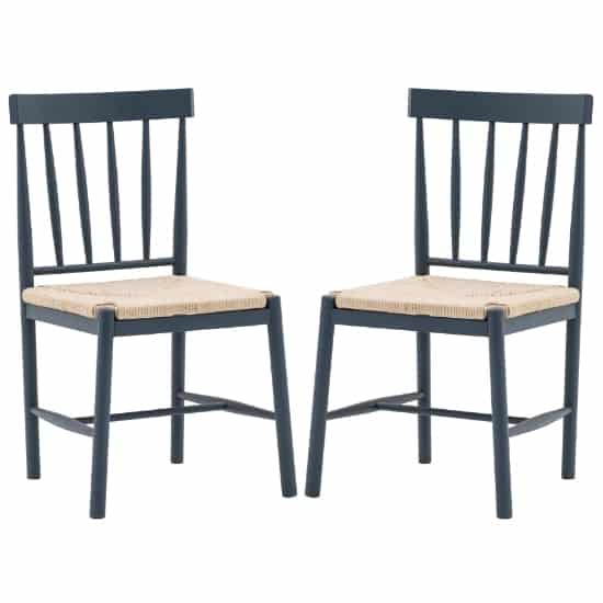 Elvira Meteror Wooden Dining Chairs With Rope Seat In Pair