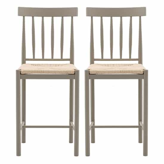 Elvira Prairie Wooden Bar Chairs With Rope Seat In Pair