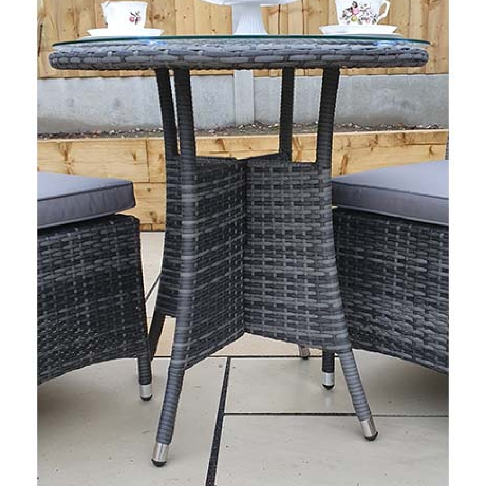 Elysia Glass Top Garden Bistro Table In Grey