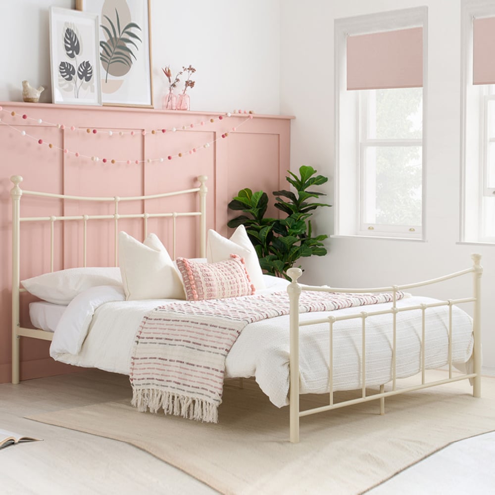 Emilia Metal Small Double Bed In Cream