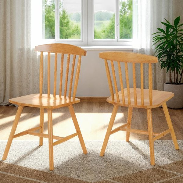 Emmett Natural Oak Wooden Dining Chairs In Pair | Bed Sava