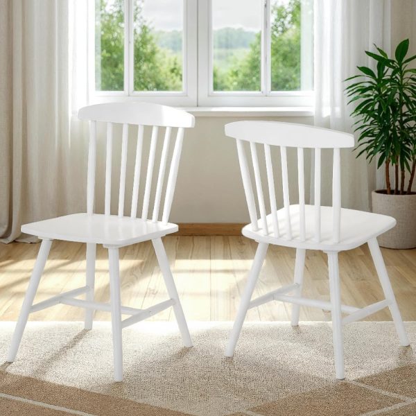 Emmett White Wooden Dining Chairs In Pair | Bed Sava