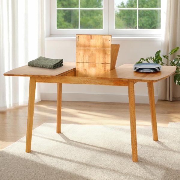 Emmett Wooden Extending Dining Table In Natural Oak | Bed Sava